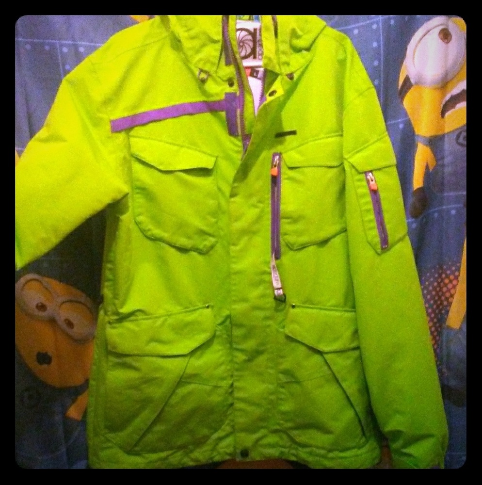 Aperature lime green and purple men's coat